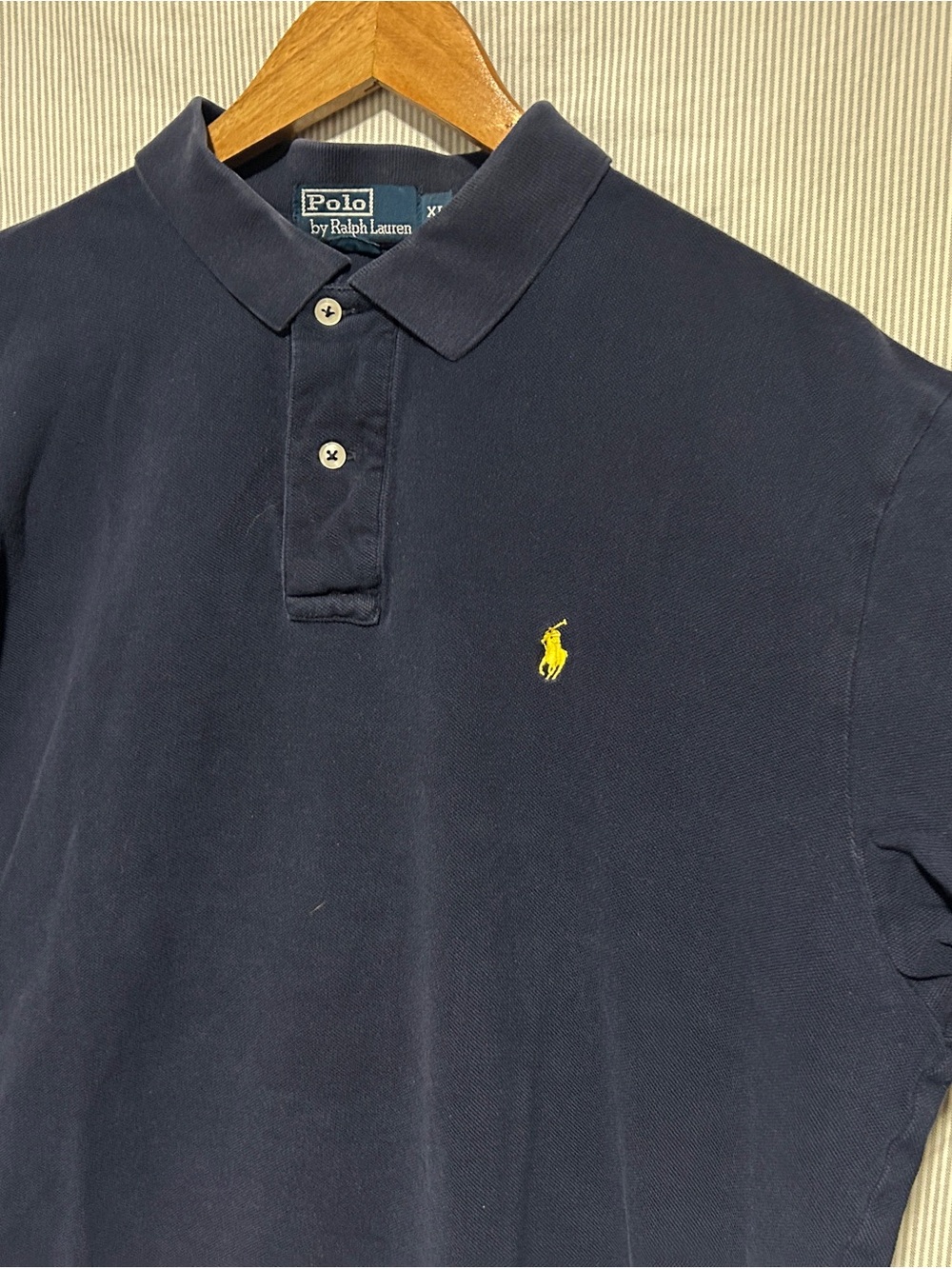 Ralph Lauren Navy Polo Shirt with Yellow Pony Embroidery